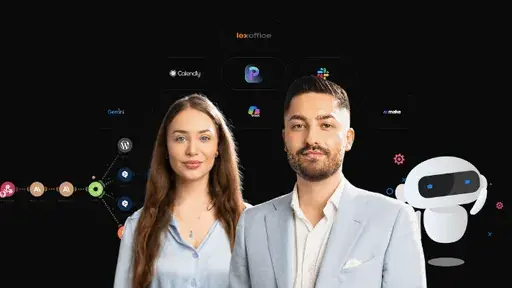 The Weber Media Consulting team against a dark background with automation tools